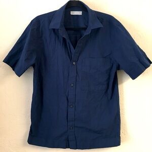 Everlane 100% Cotton Short Sleeve Button Down Shirt Small Blue Casual Classic